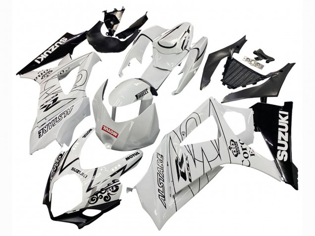 2007-2008 Suzuki GSXR 1000 Motorcycle Fairings - White Black Alstare Corona Motul Canada for Sale