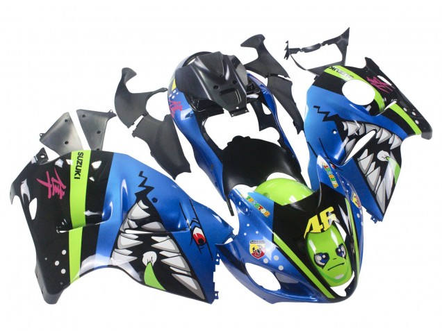 1996-2007 Suzuki GSXR 1300 Hayabusa Motorcycle Fairings - Blue Green Shark 46 Canada for Sale