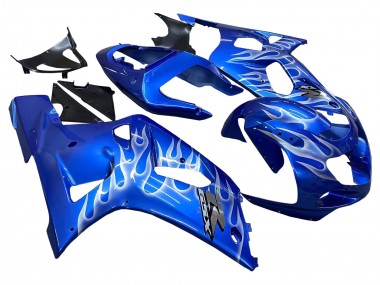 2001-2003 Suzuki GSXR 600 / GSXR 750 Motorcycle Fairings - Blue with White Flame Canada for Sale