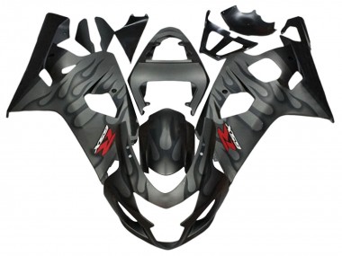 2004-2005 Suzuki GSXR 600 / GSXR 750 Motorcycle Fairings - Grey Black Flame Canada for Sale