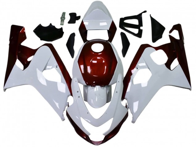 2004-2005 Suzuki GSXR 600 / GSXR 750 Motorcycle Fairings - White Candy Red Black Canada for Sale