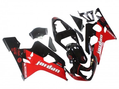 2004-2005 Suzuki GSXR 600 / GSXR 750 Motorcycle Fairings - Glossy Black Red Jordan Michelin Canada for Sale