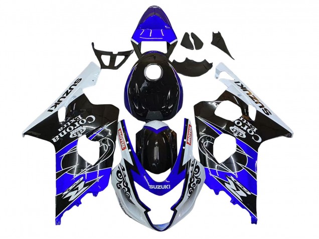 2004-2005 Suzuki GSXR 600 / GSXR 750 Motorcycle Fairing - White Blue Black Corona Motul Canada for Sale