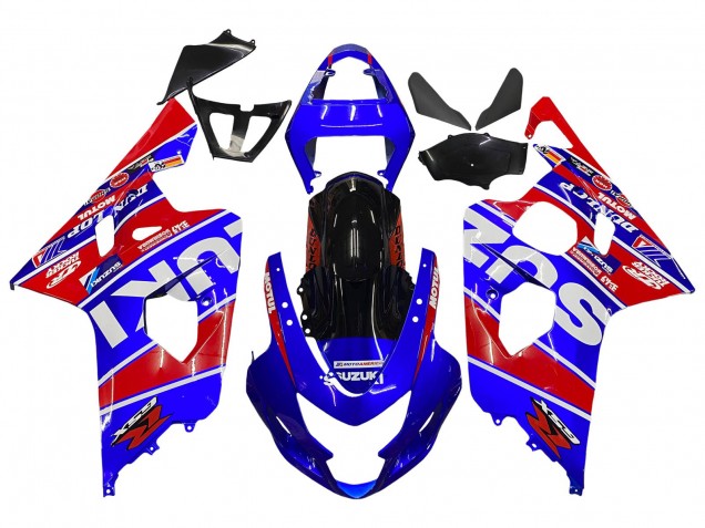 2004-2005 Suzuki GSXR 600 / GSXR 750 Motorcycle Fairings - Blue Red Black Motul Dunlop Canada for Sale