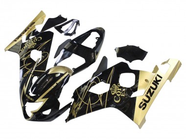 2004-2005 Suzuki GSXR 600 / GSXR 750 Motorcycle Fairings - Glossy Black Gold Corona Canada for Sale