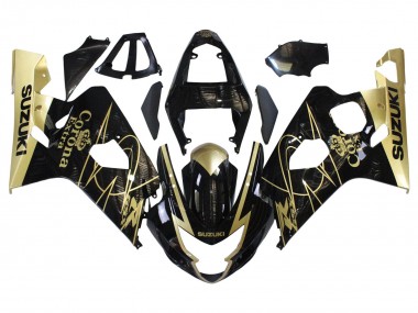 2004-2005 Suzuki GSXR 600 / GSXR 750 Motorcycle Fairings - Glossy Black Gold Corona Canada for Sale