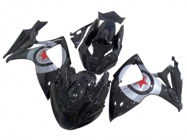 2004-2005 Suzuki GSXR 600 / GSXR 750 Motorcycle Fairings - Glossy Black Silver Red Star Canada for Sale