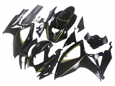 2006-2007 Suzuki GSXR 600 / GSXR 750 Motorcycle Fairings - Glossy Black Gold Stripe Canada for Sale