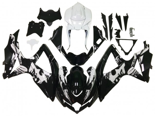 2006-2007 Suzuki GSXR 600 / GSXR 750 Motorcycle Fairings - Glossy Black White Canada for Sale