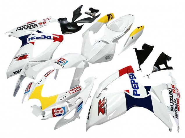 2006-2007 Suzuki GSXR 600 / GSXR 750 Motorcycle Fairings - White Red Yellow Motul Canada for Sale