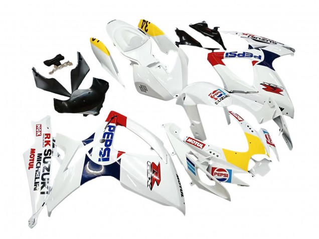 2006-2007 Suzuki GSXR 600 / GSXR 750 Motorcycle Fairings - White Red Yellow Motul Canada for Sale