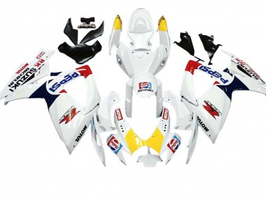 2006-2007 Suzuki GSXR 600 / GSXR 750 Motorcycle Fairings - White Red Yellow Motul Canada for Sale