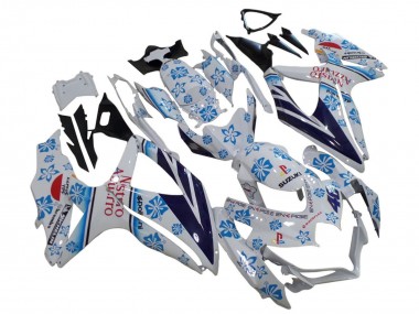 2006-2007 Suzuki GSXR 600 / GSXR 750 Motorcycle Fairings - White Blue Black Red Nastro Azzurro Canada for Sale