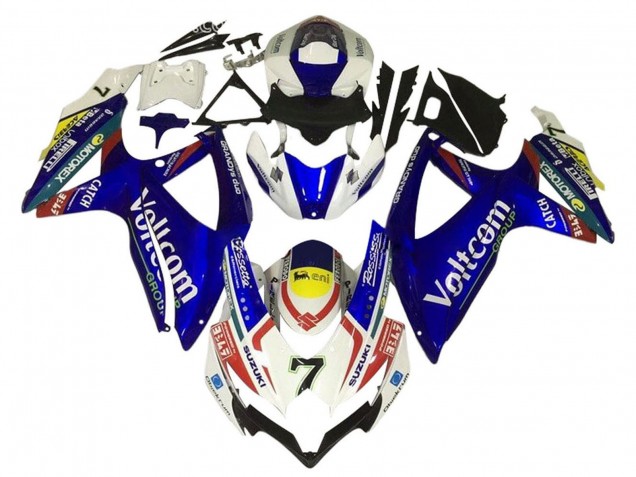 2006-2007 Suzuki GSXR 600 / GSXR 750 Motorcycle Fairings - White Blue Yellow Red Voltcom Canada for Sale