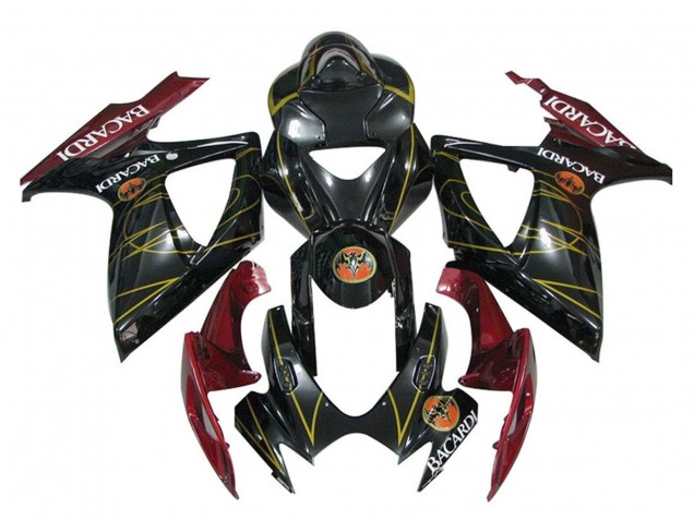 2006-2007 Suzuki GSXR 600 / GSXR 750 Motorcycle Fairings - Glossy Black Red Gold Canada for Sale