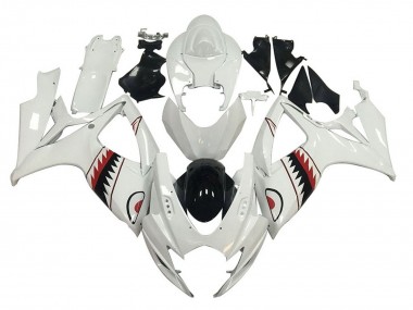 2006-2007 Suzuki GSXR 600 / GSXR 750 Motorcycle Fairings - White Red Black Shark Canada for Sale