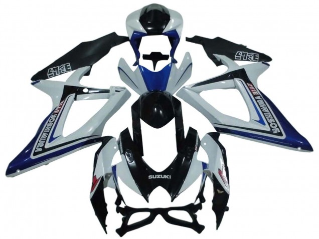 2008-2010 Suzuki GSXR 600 / GSXR 750 Motorcycle Fairings - White Blue Glossy Black Alstare Canada for Sale