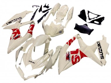 2008-2010 Suzuki GSXR 600 / GSXR 750 Motorcycle Fairings - Cream White Red Black Canada for Sale