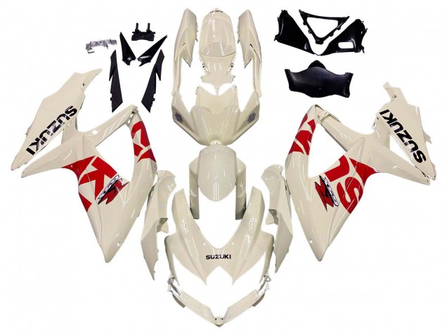 2008-2010 Suzuki GSXR 600 / GSXR 750 Motorcycle Fairings - Cream White Red Black Canada for Sale