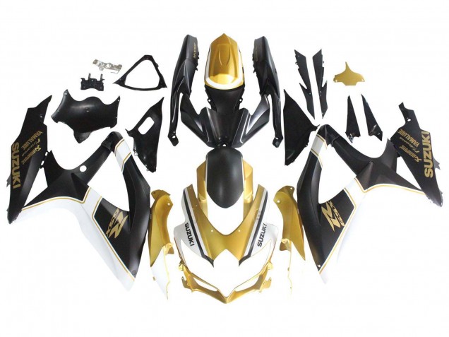 2008-2010 Suzuki GSXR 600 / GSXR 750 Motorcycle Fairings - Matte Black White Gold Canada for Sale