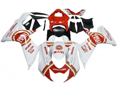 2008-2010 Suzuki GSXR 600 / GSXR 750 Motorcycle Fairings - White Red Lucky Strike Canada for Sale