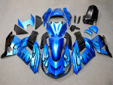 2011-2024 Suzuki GSXR 600 / GSXR 750 Motorcycle Fairings - Blue Black Flame Canada for Sale