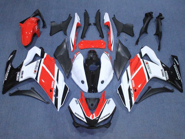 2015-2018 Yamaha YZF R3/R25 Motorcycle Fairings - White Red Black Petronas Yamalube Canada for Sale
