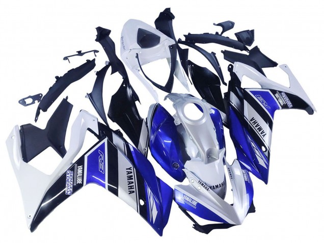 2015-2018 Yamaha YZF R3/R25 Motorcycle Fairings - White Blue Black Yamalube Canada for Sale