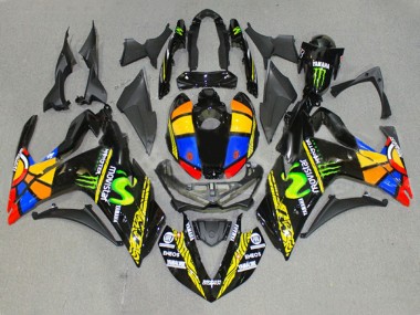 2015-2018 Yamaha YZF R3/R25 Motorcycle Fairings - Glossy Black Yellow White Blue ENEOS Monster MoviStar Color Wheel Canada for Sale