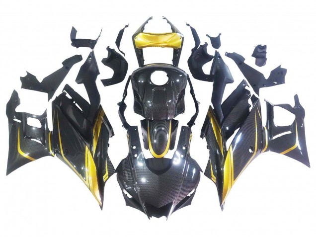 2019-2021 Yamaha YZF R3/R25 Motorcycle Fairings - Gold Black Carbon Fiber Canada for Sale