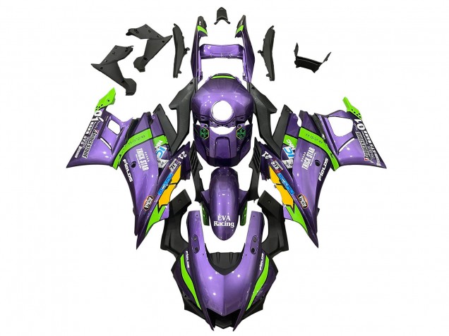 2019-2021 Yamaha YZF R3/R25 Motorcycle Fairings - Purple Green White EVA Racing Canada for Sale