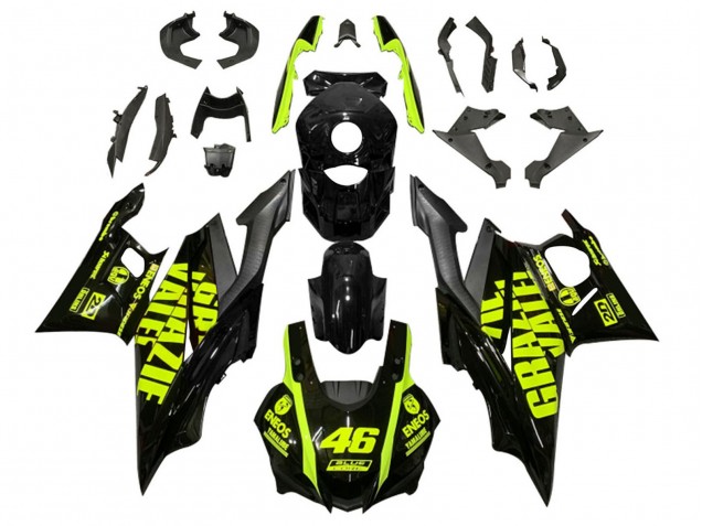 2019-2021 Yamaha YZF R3/R25 Motorcycle Fairings - Black Neon Yellow 46 Canada for Sale