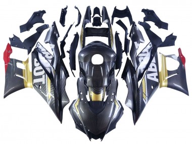 2022-2024 Yamaha YZF R3/R25 Motorcycle Fairings - Black Carbon Fiber Style Gold Red ABBOT Canada for Sale