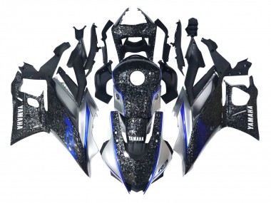 2022-2024 Yamaha YZF R3/R25 Motorcycle Fairings - Marble Black Silver Blue Forged Carbon Fiber Style Canada for Sale