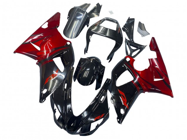 1998-1999 Yamaha YZF 1000 R1 Motorcycle Fairings - Glossy Black Red Canada for Sale
