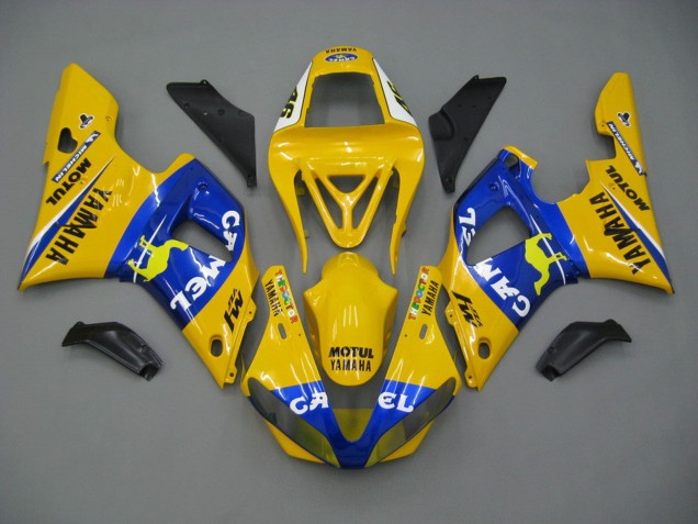 2000-2001 Yamaha YZF 1000 R1 Motorcycle Fairings - White Yellow Blue Motul Camel Canada for Sale