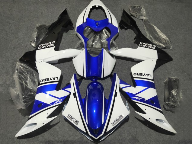 2002-2003 Yamaha YZF 1000 R1 Motorcycle Fairings - White Blue Matte Black Yamalube Canada for Sale