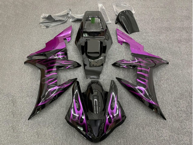 2002-2003 Yamaha YZF 1000 R1 Motorcycle Fairings - Glossy Black Purple Flame Canada for Sale