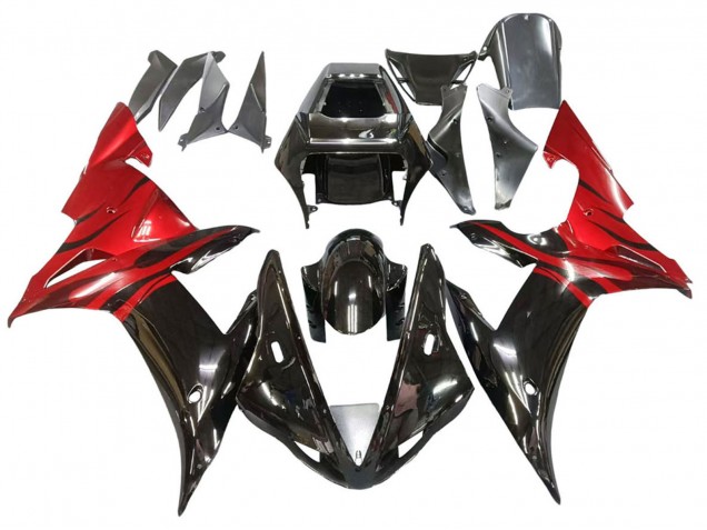 2002-2003 Yamaha YZF 1000 R1 Motorcycle Fairings - Glossy Black Red Flame Canada for Sale