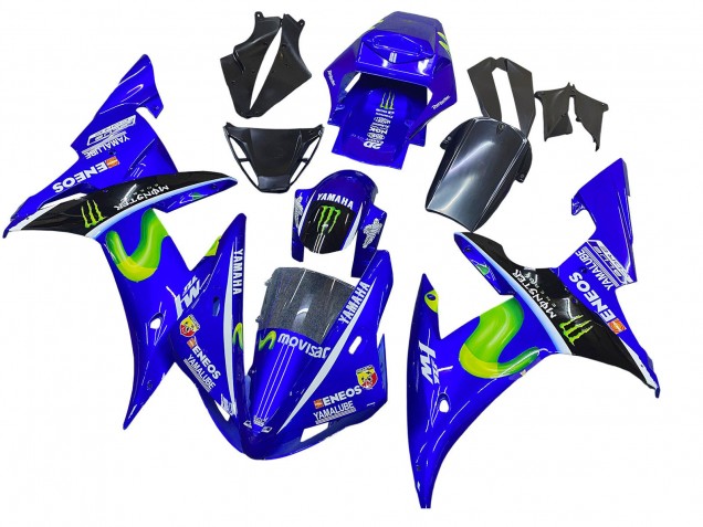 2002-2003 Yamaha YZF 1000 R1 Motorcycle Fairings - Blue Black Green MoviStar ENEOS Monster Canada for Sale