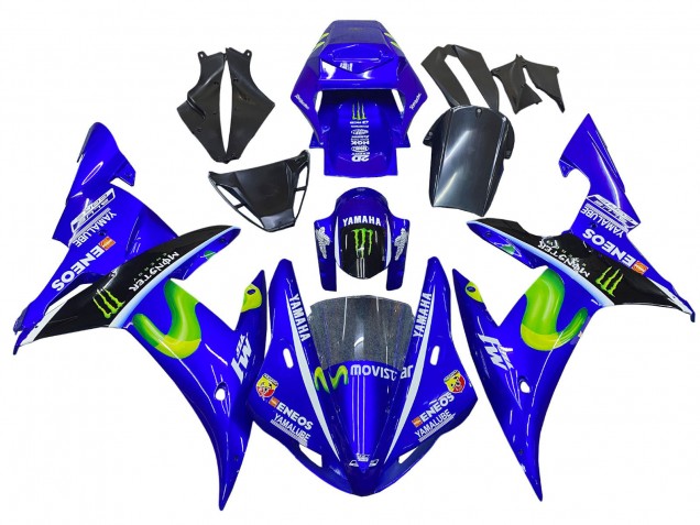 2002-2003 Yamaha YZF 1000 R1 Motorcycle Fairings - Blue Black Green MoviStar ENEOS Monster Canada for Sale