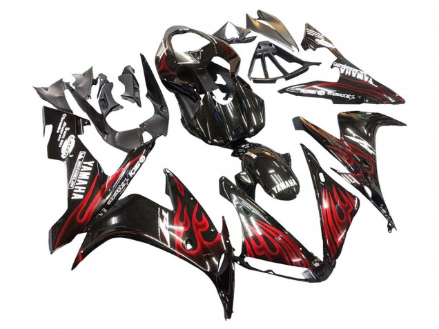 2004-2006 Yamaha YZF 1000 R1 Motorcycle Fairings - Glossy Black Red Flame Canada for Sale