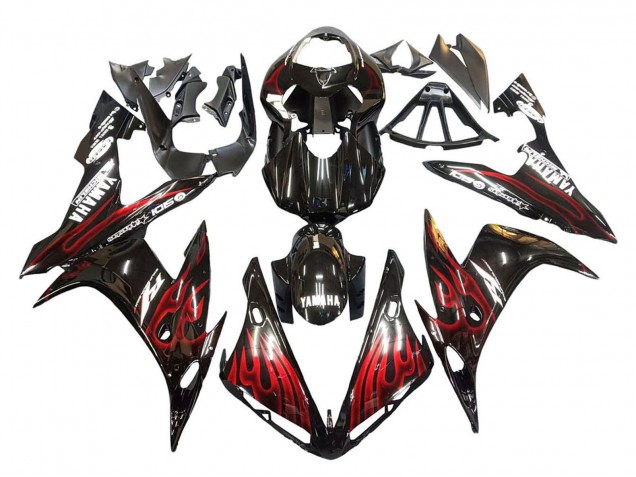 2004-2006 Yamaha YZF 1000 R1 Motorcycle Fairings - Glossy Black Red Flame Canada for Sale
