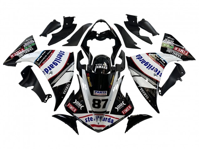 2009-2011 Yamaha YZF 1000 R1 Motorcycle Fairings - Glossy Black White Red Volvo Fimer Yamalube 87 Canada for Sale
