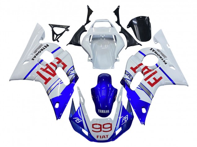 1998-2002 Yamaha YZF 600 R6 Motorcycle Fairings - White Blue Red Fiat 99 Canada for Sale