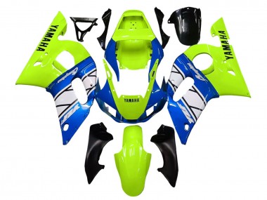 1998-2002 Yamaha YZF 600 R6 Motorcycle Fairings - Neon Green Blue White Champions Canada for Sale