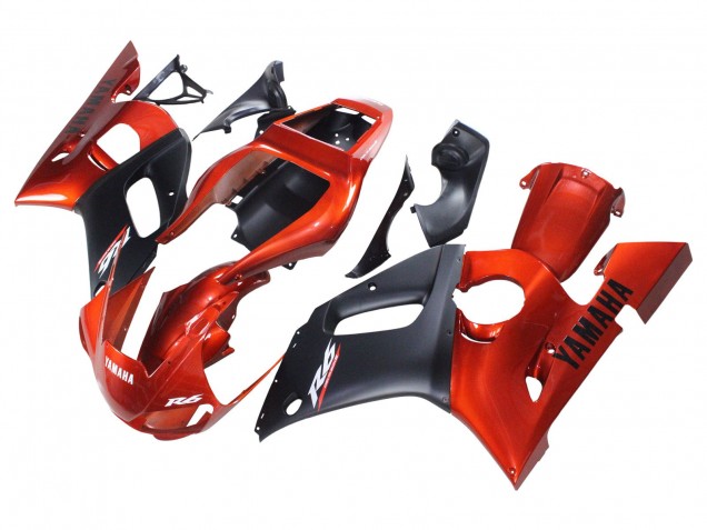 1998-2002 Yamaha YZF 600 R6 Motorcycle Fairings - Orange Matte Black Canada for Sale