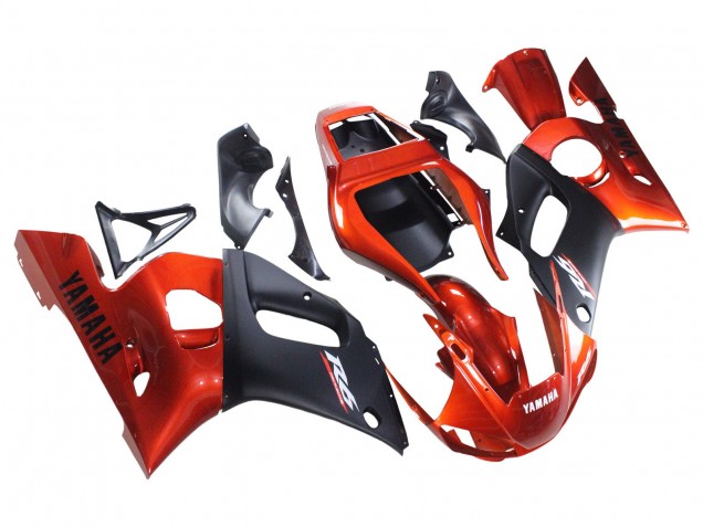 1998-2002 Yamaha YZF 600 R6 Motorcycle Fairings - Orange Matte Black Canada for Sale