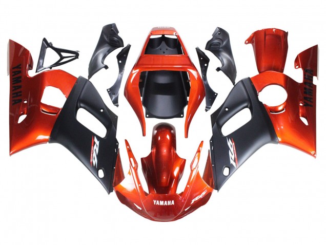 1998-2002 Yamaha YZF 600 R6 Motorcycle Fairings - Orange Matte Black Canada for Sale