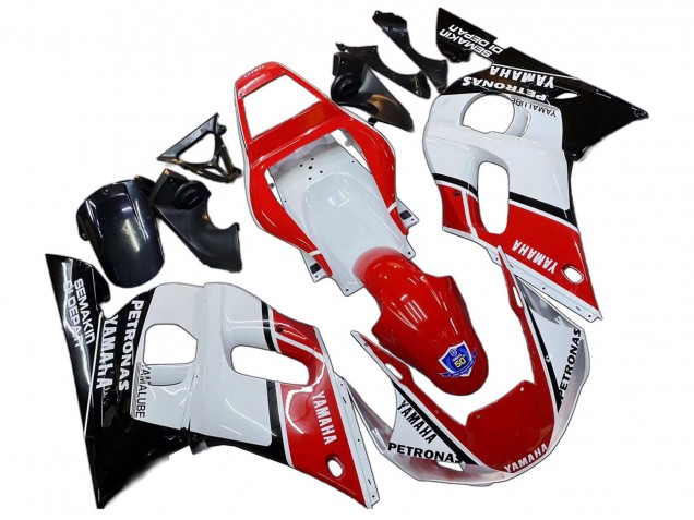 1998-2002 Yamaha YZF 600 R6 Motorcycle Fairings - White Red Black Petronas Yamalube 50th Canada for Sale